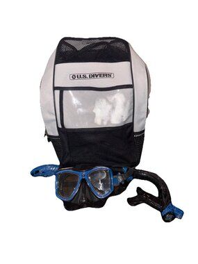 U.S. Divers Sling Backpack, Blue Snorkel & Goggles